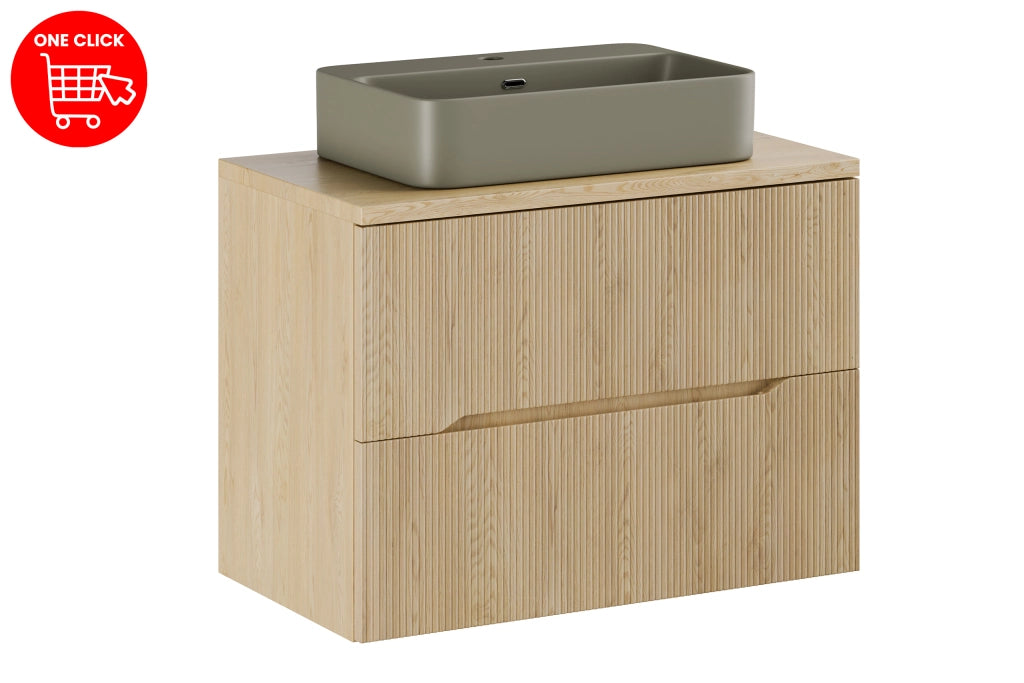 Set mobili bagno 80 cm con piano e lavabo da appoggio Trust Nordic Cremona 80 cm