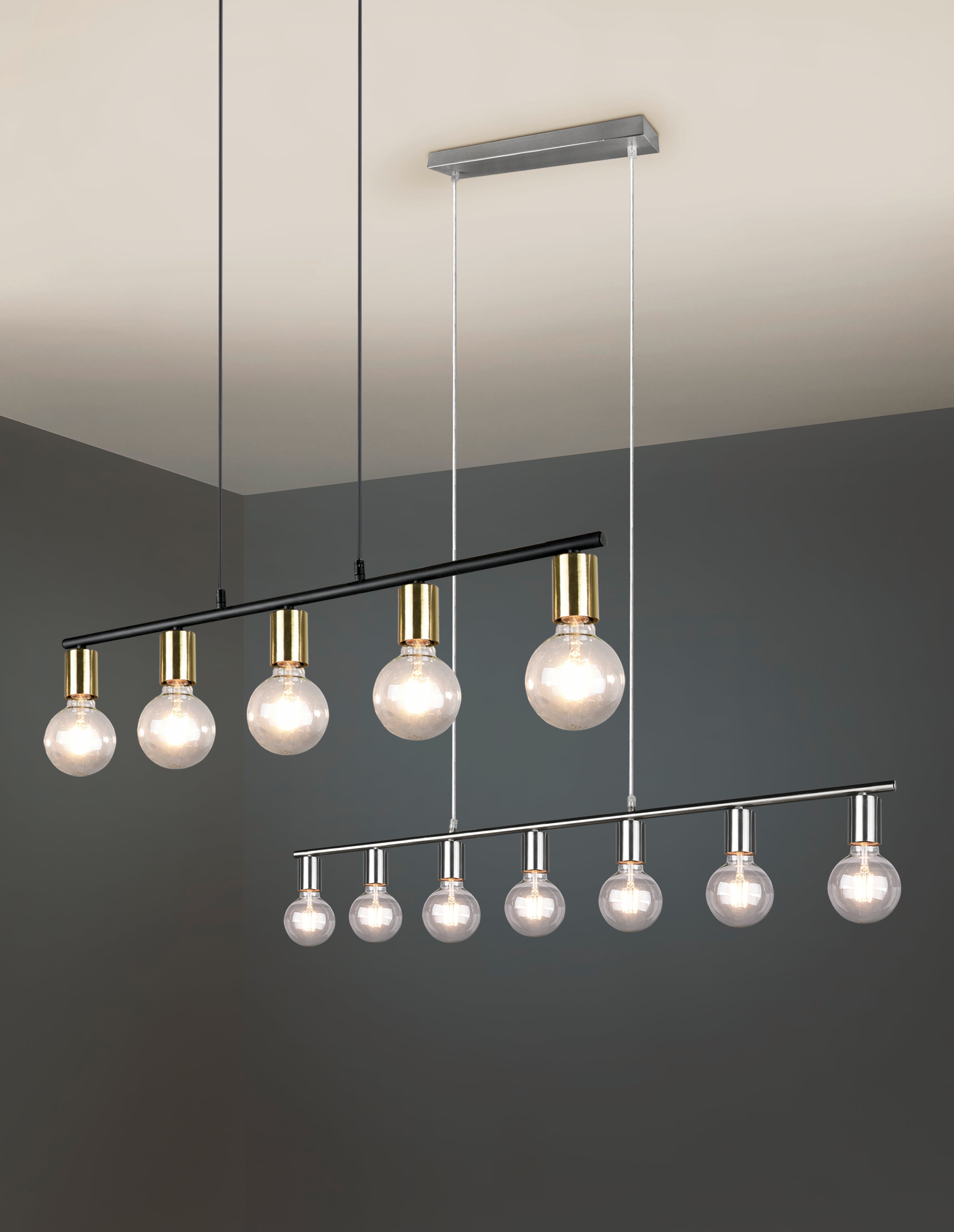 Lampada a Sospensione da Interno   in Metallo Ottone Satinato