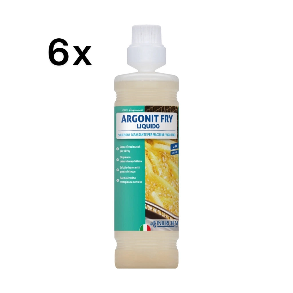 Argonit Fry 1 L x 6 PZ, Sgrassante Potente Liquido per Friggitrici e Acciaio Inox | Interchem