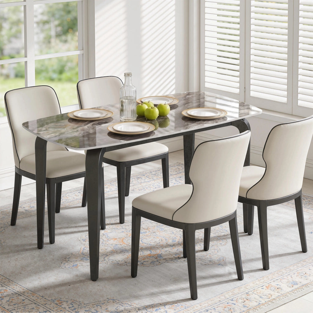 Tavolo 4 Persone. 130x70 cm. Moderno con Piano in Pietra Sinterizzata. Marrone