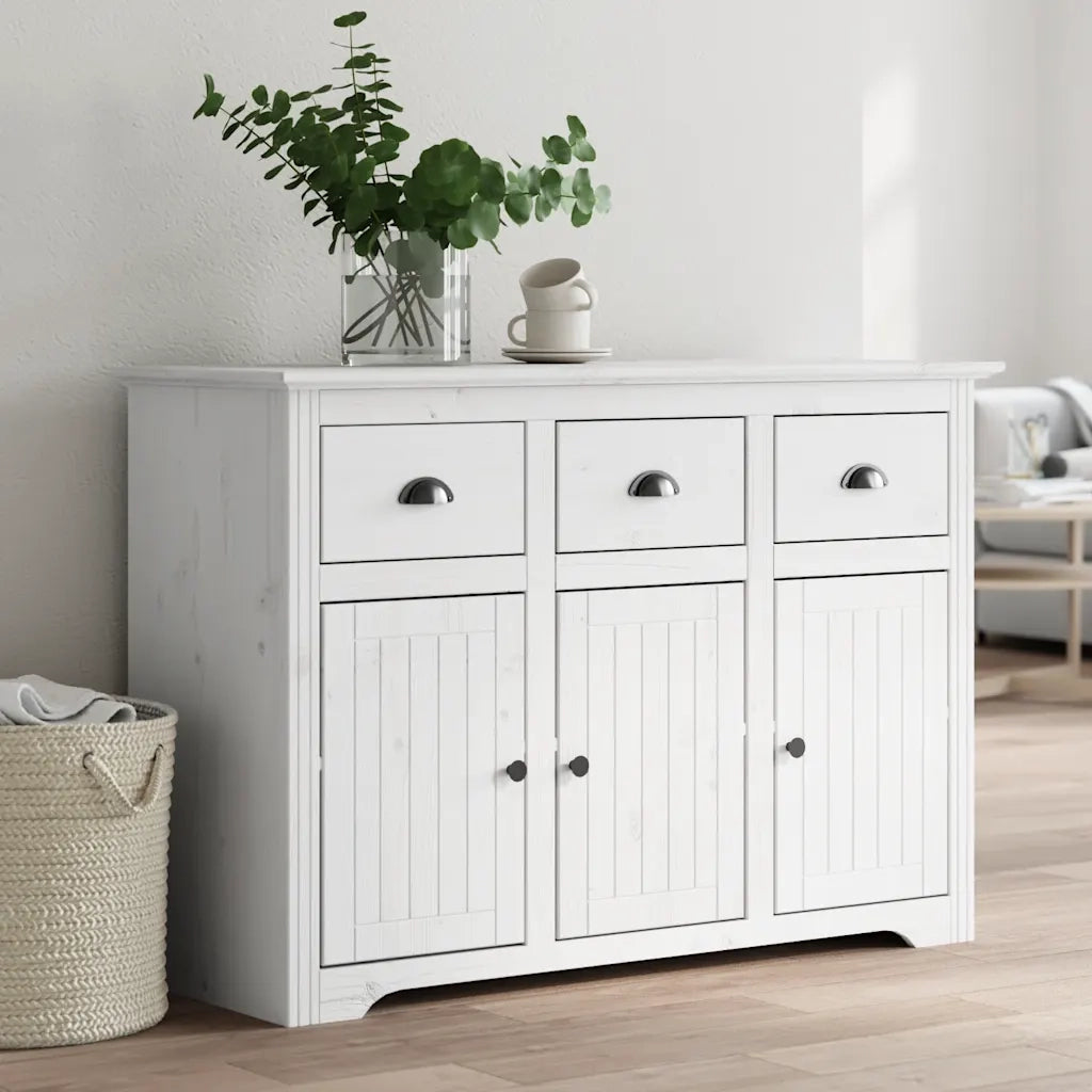 Credenza BODO 115,5x44x80 cm in Legno Massello di Pino Bianco 355065