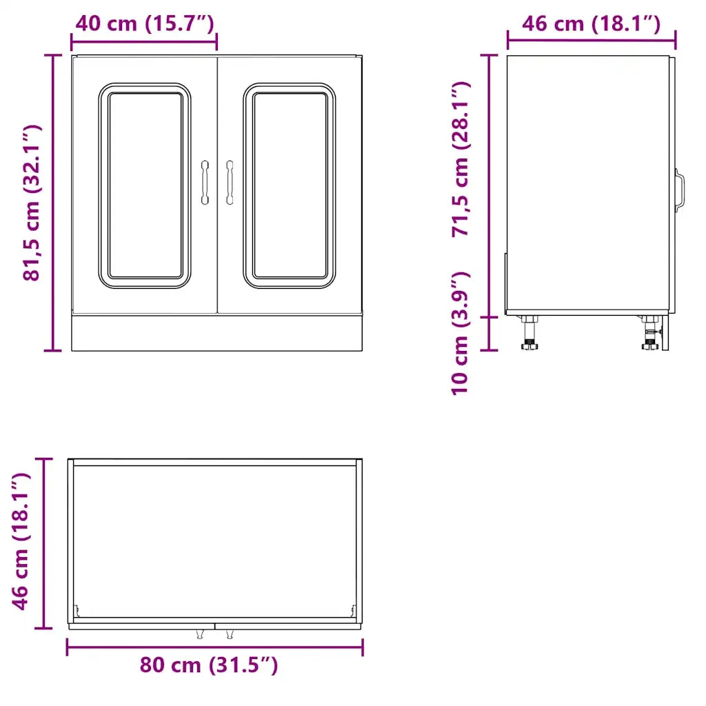 Mobile base lavello Kalmar Bianco 80x46x81,5 cm in Truciolato