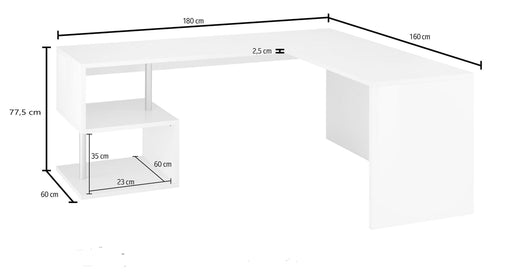 Scrivania Angolare ESSE - Design Moderno Bianco Lucido