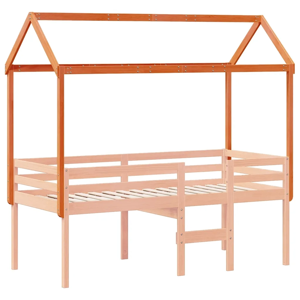 Tetto Letto Bambini Marrone Cera 207x95,5x159 cm Massello Pino