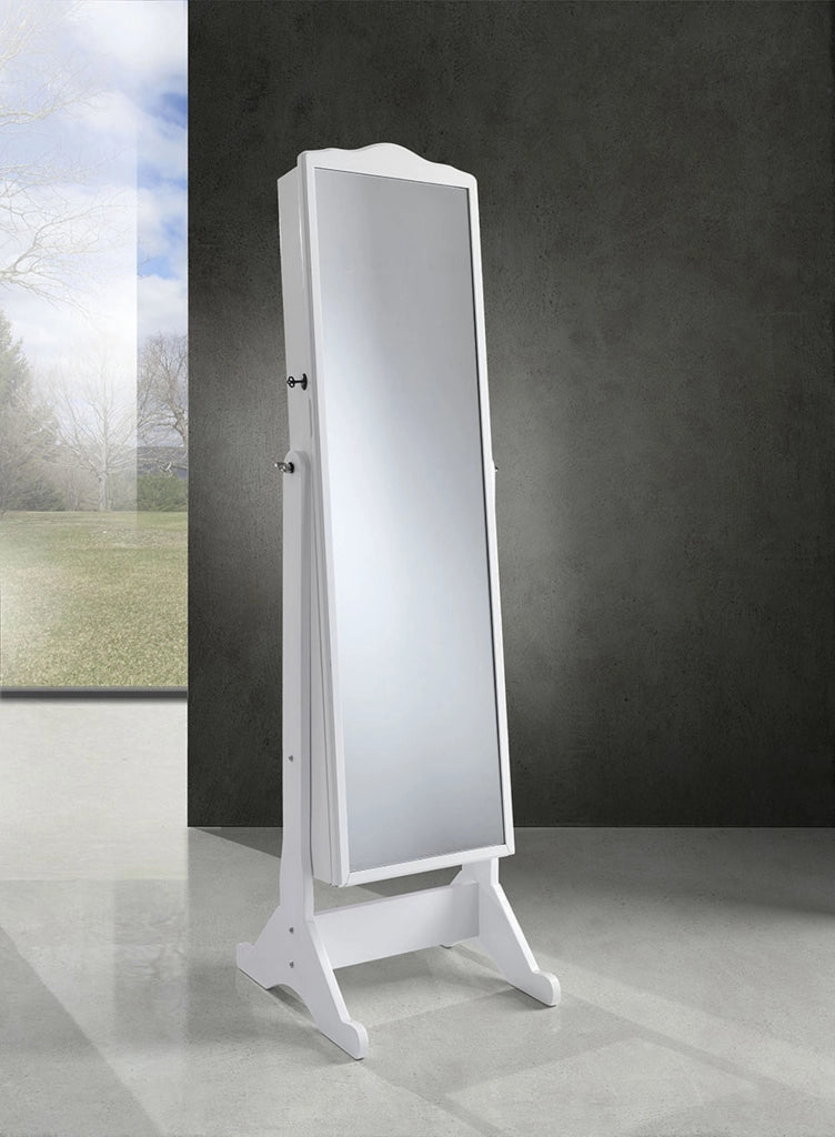 Specchiera con contenitore effetto legno bianca cm. H.152xL.40xP.46,5