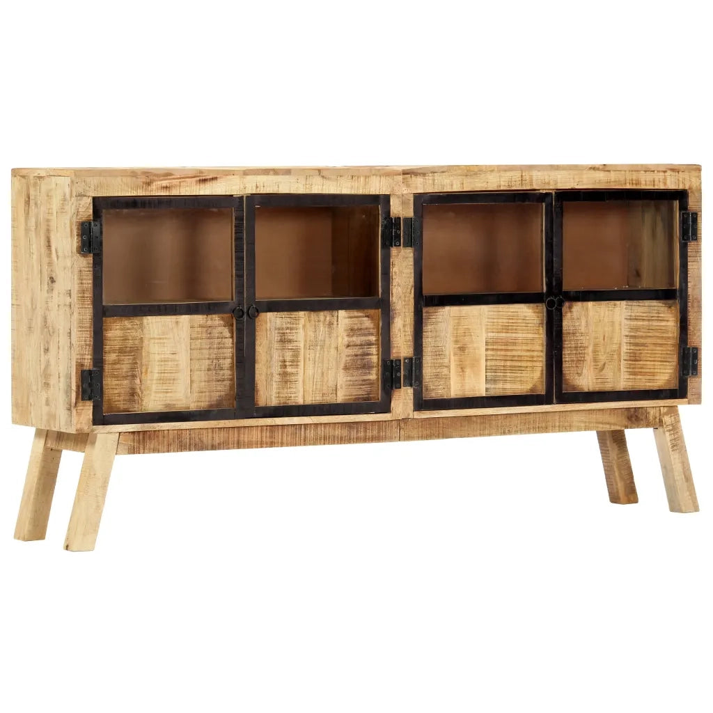 Credenza Marrone e Nera 160x30x80 cm Massello di Mango Grezzo 247994