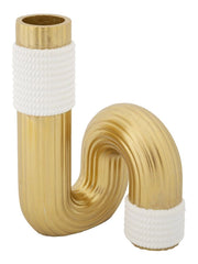 Vaso Bann 10,7x10,7x18,3 cm in Poliestere Oro e Bianco