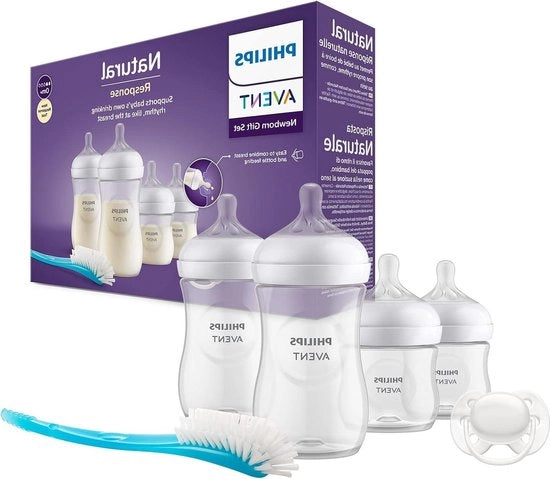 Set di lattina per neonati - 4 lattine ultra morbide con biberon e spazzola per lattine - 0-12 mesi - modello SCD838/11