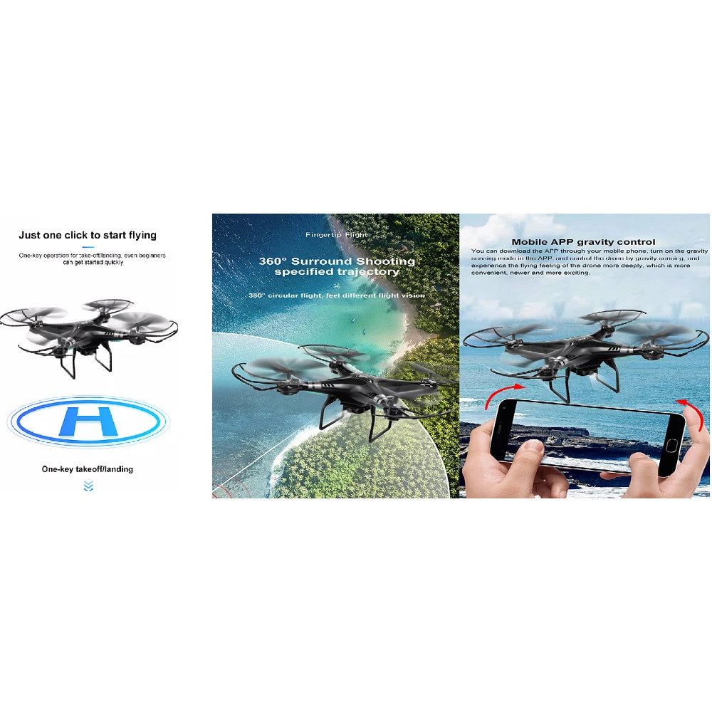 Trade Shop - Drone 4k Hd Corsa A 360° Pulsante Ritorno Home Controllo Gravità Chip Gps Sky533 -