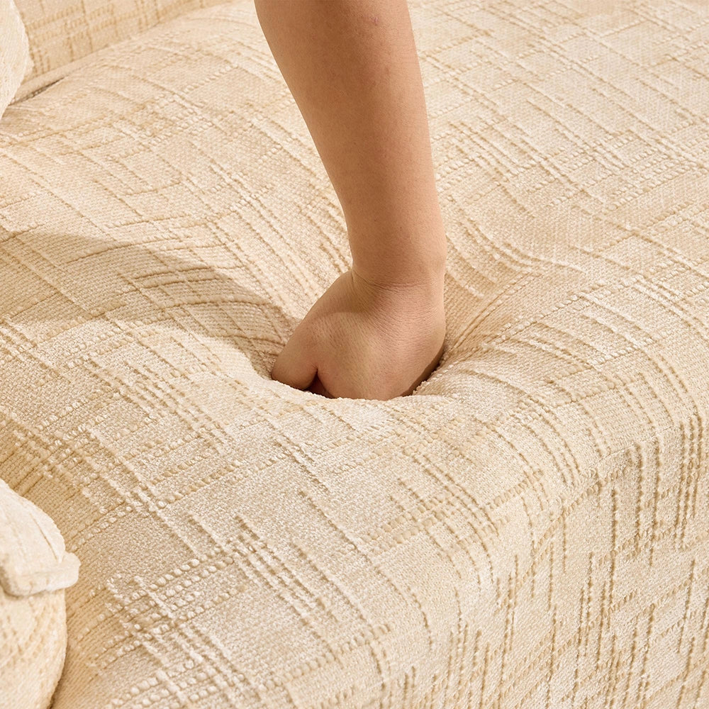 Divano letto compressibile per 2 persone - Xylo - Beige, accantoio, 2 cuscini