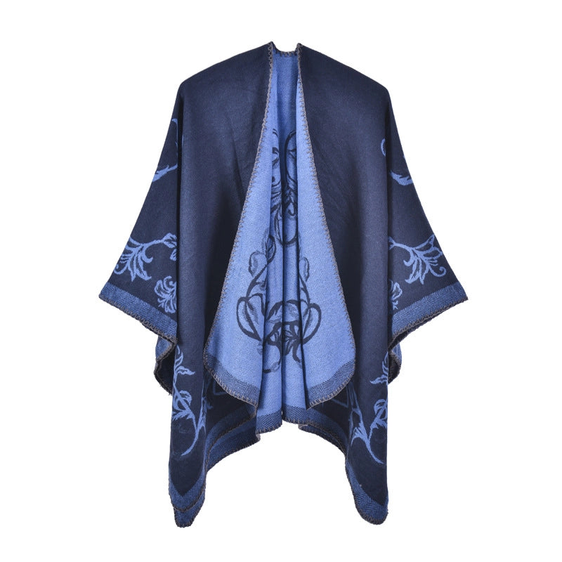 Nuovo scialle diviso in jacquard di cashmere da donna, caldo e spesso.