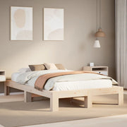 Letto senza Materasso-Struttura Letto 135x190 cm in Legno Massello di Pino 240805