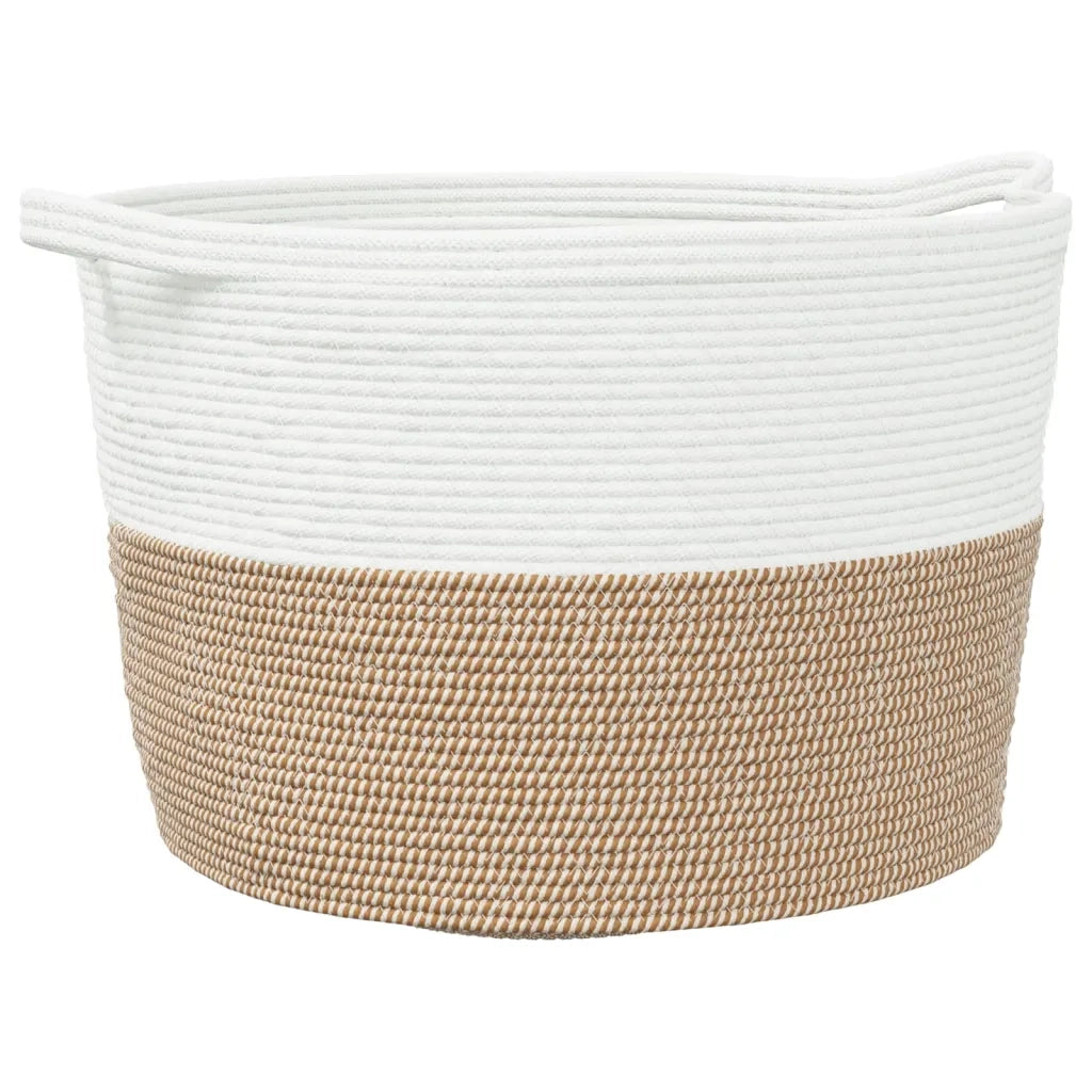 Cesto per Biancheria Marrone e Bianco ?60x36 cm in Cotone CFW1208833