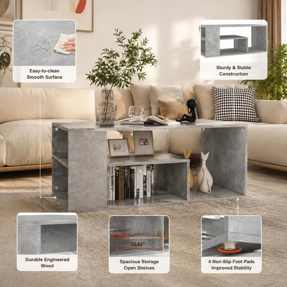 Coffee Table Concrete Grey 100x50x40 Cm Wood Material