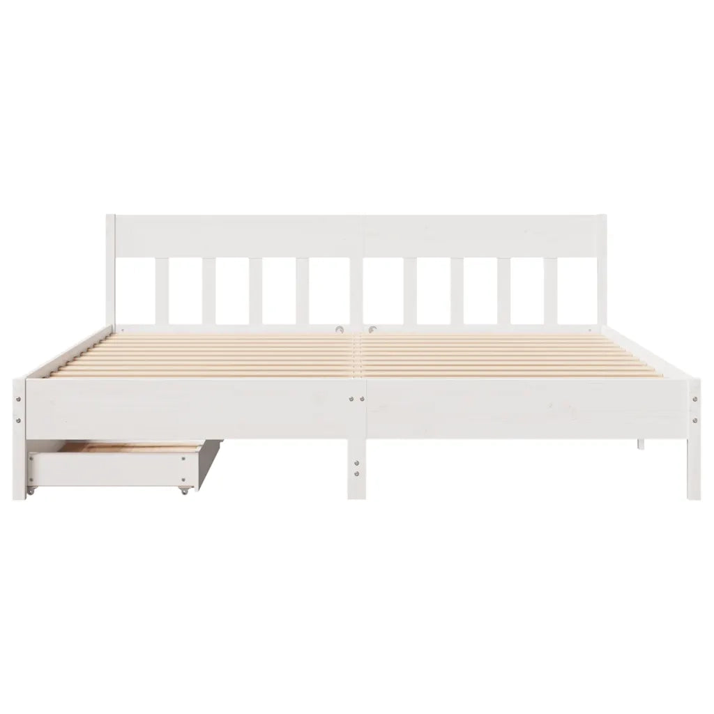 Giroletto senza Materasso Bianco 200x200 cm Legno Massello Pino 3301855