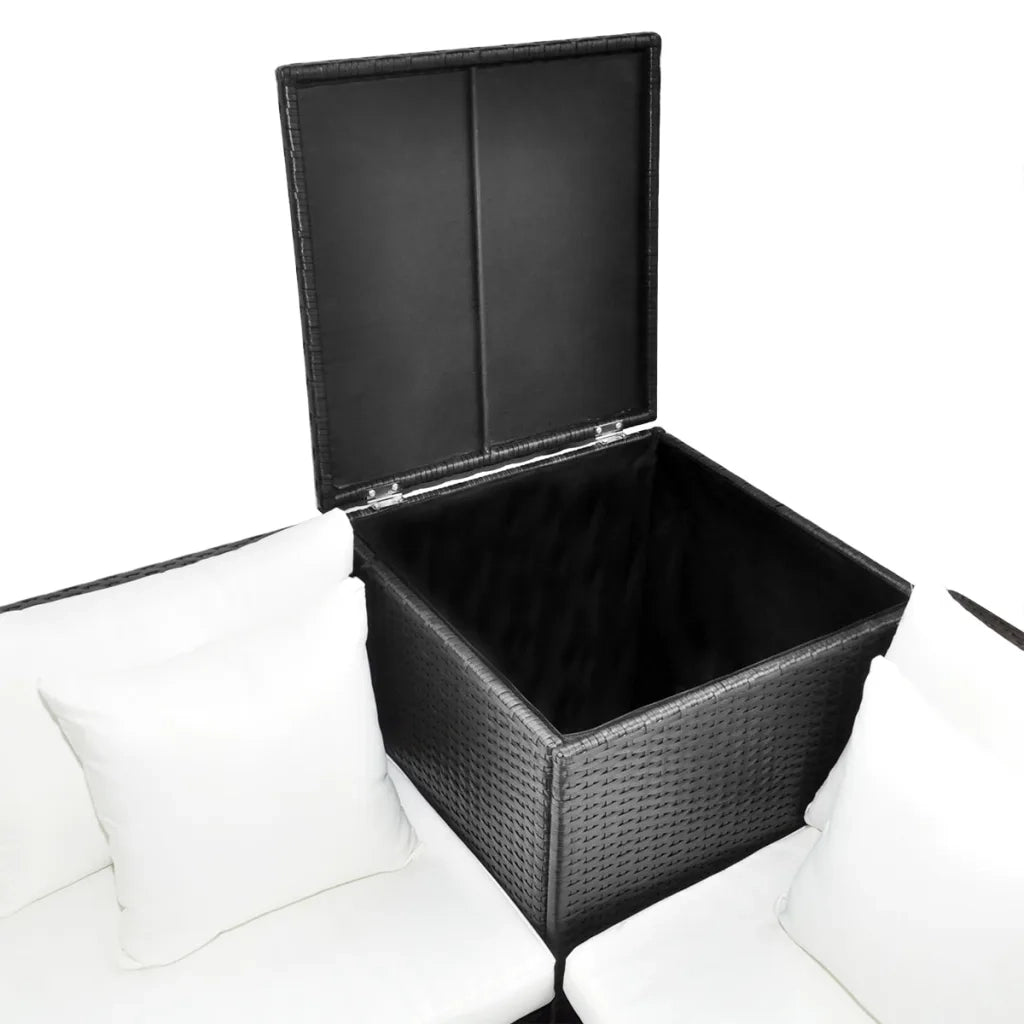 Set Divani da Giardino 4 pz con Cuscini in Polyrattan Nero cod mxl 34957