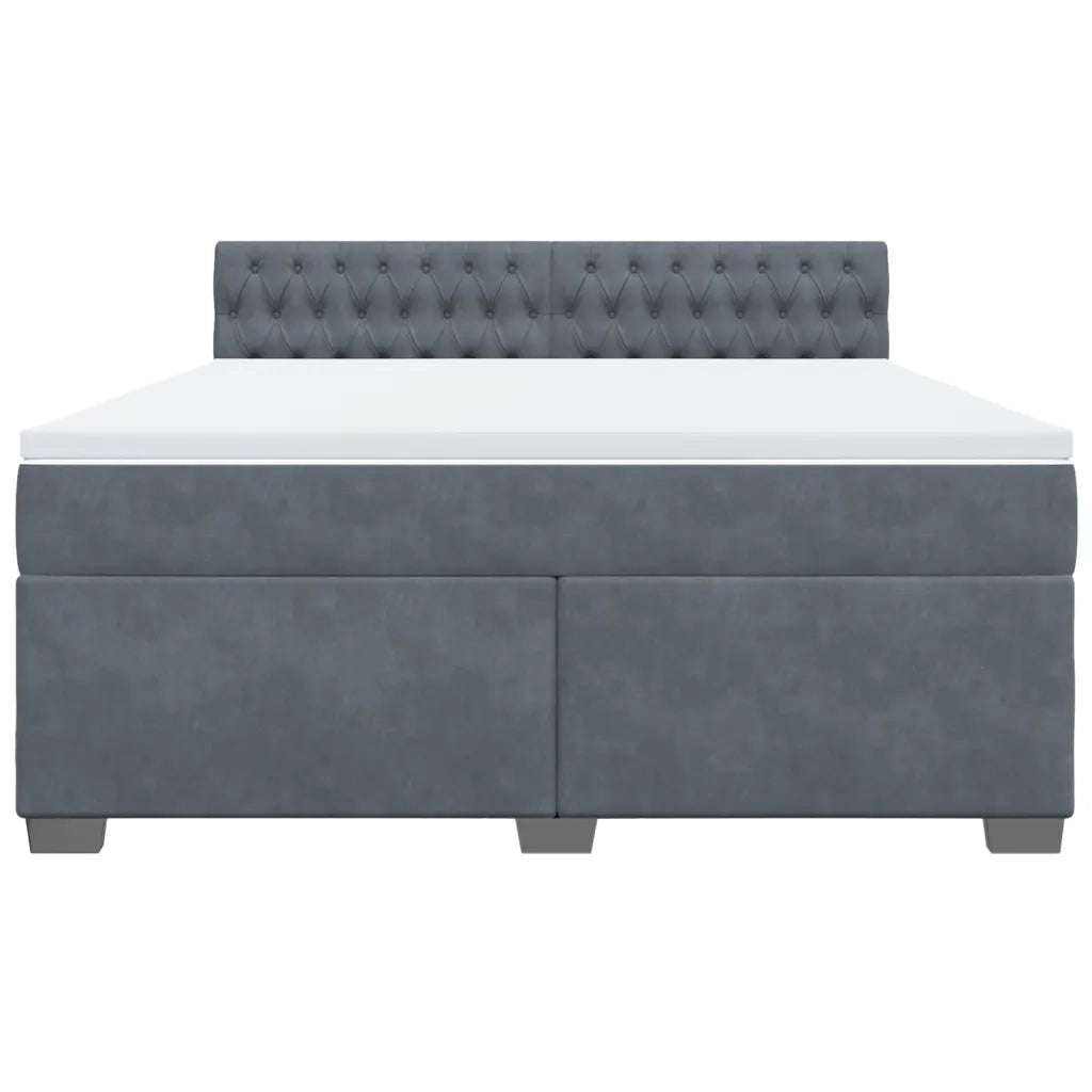 Giroletto a Molle con Materasso Grigio Scuro 180x200 cm Velluto