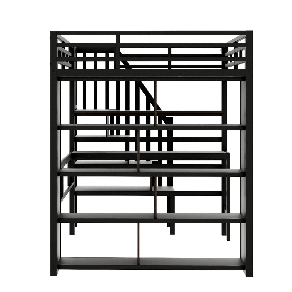 Letto a Soppalco con Scrivania e LED ¨C Xylo ¨C Struttura Metallo Nero 140x200