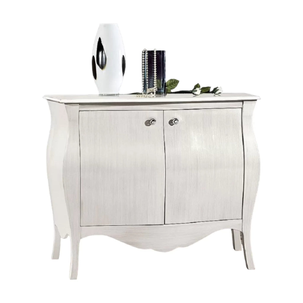 Madia credenza in legno 2 porte sagomata shabby chic bianco l.120 p.54 h.94 - Mobili 2G