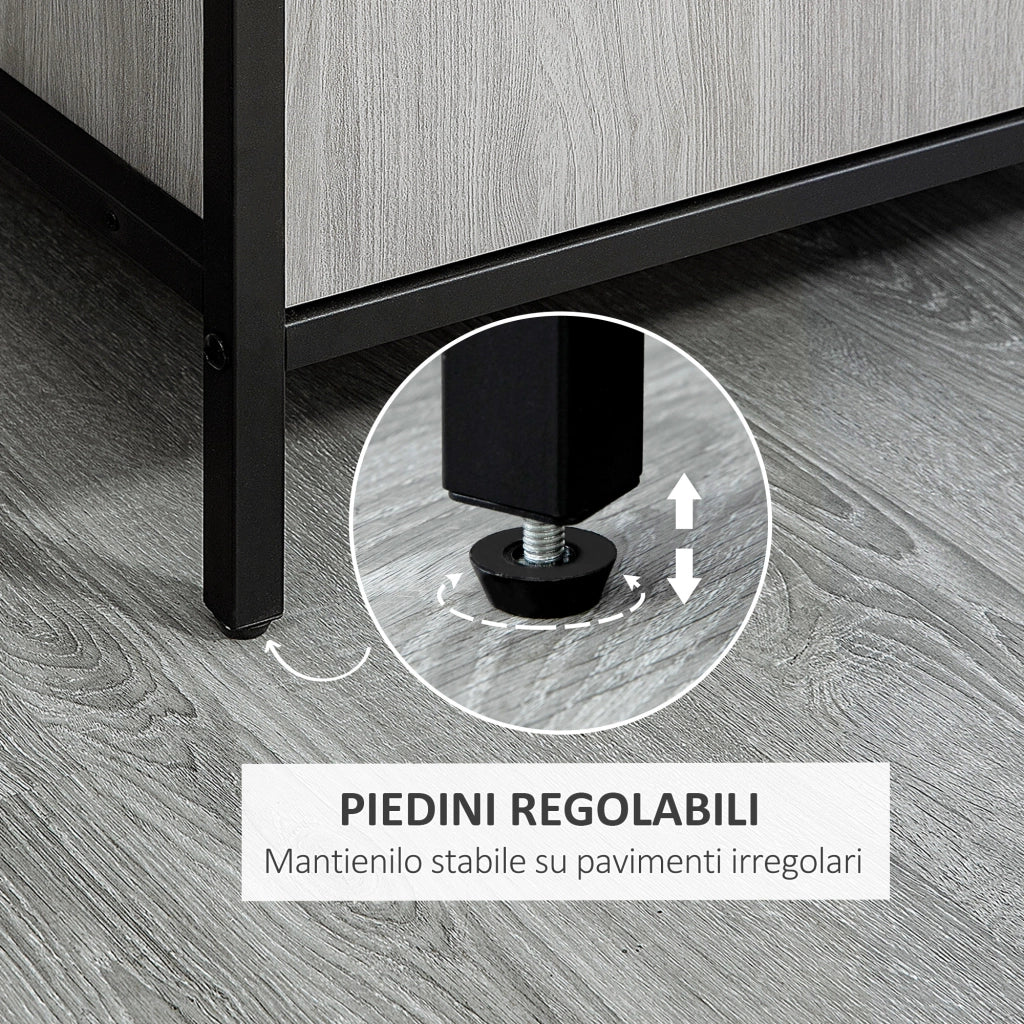 Easycomfort Armadio Guardaroba 2 Ante con Scomparti e Barra Appendiabiti 80x50x179cm, Grigio