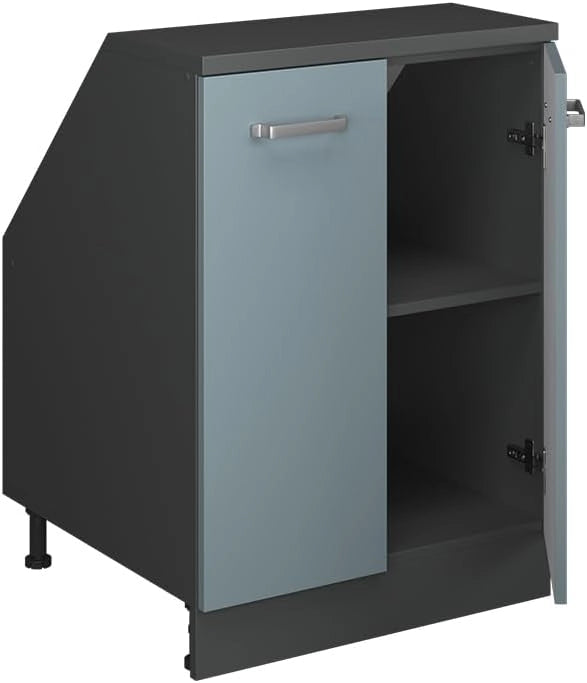 Mobile sottotetto Rion, Grigio-blu, 60 x 81.6 cm con 2 porte, carcassa 60 cm profondità, adatto per il salvaspazio sotto tetti spioventi