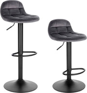 Sedili da Cucina Ergonomici - Con Schienale - Tavolo da Cucina in Pelle - Grigio Scuro - Regolabile in Altezza - Set di 2 - Altezza di Seduta 62-83cm