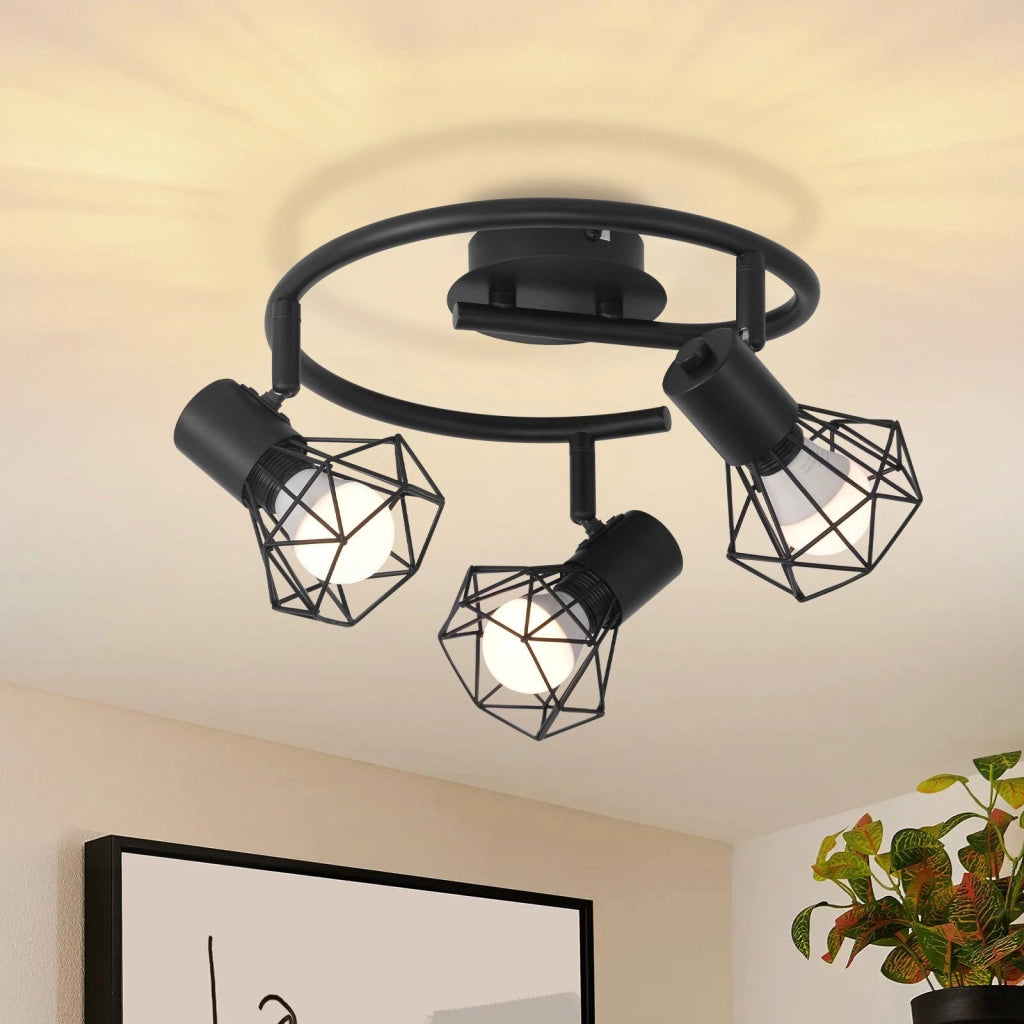 ZMH Faretto da soffitto 3 lampade E14 rotondi industriali retrò girevoli per camera letto