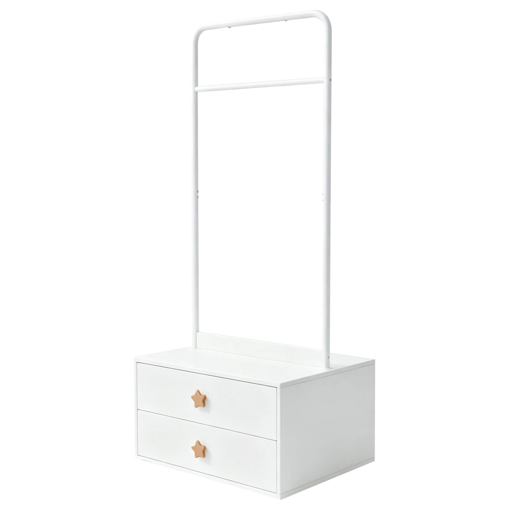 Appendiabiti per bambini 70x55x168 cm con barra e 2 cassetti in MDF