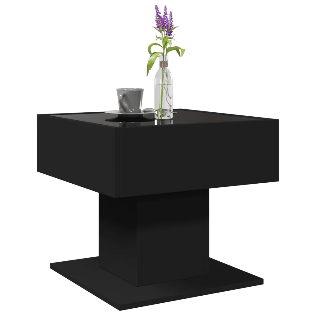 Tavolino Salotto con LED Nero 50x50x45 cm Legno Multistrato 847526