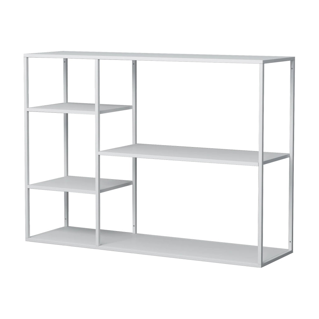 Scaffale dal design senza tempo per soggiorno o camera da letto mobile contenitore indipendente 120 x 35 x 87,5 cm metallo bianco 03_0011141