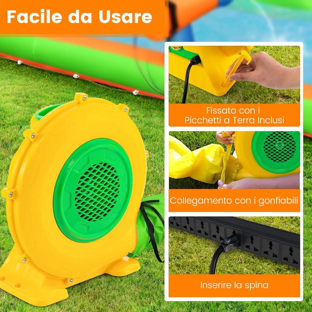 Ventilatore di Aria del Castello Gonfiabile, Soffiatore per Giochi Gonfiabili con Cavo di Alimentazione, per Castello Gonfiabile, Scivolo Acquatico e Giochi Gonfiabili (680W+Modello 1)