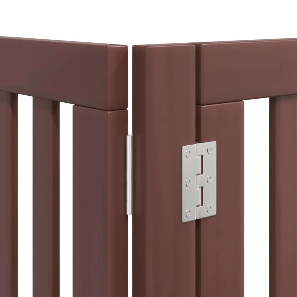 Cancelletto di sicurezza per animali domestici porta pieghevole 10 pannelli legno di pioppo marrone 02_0023111