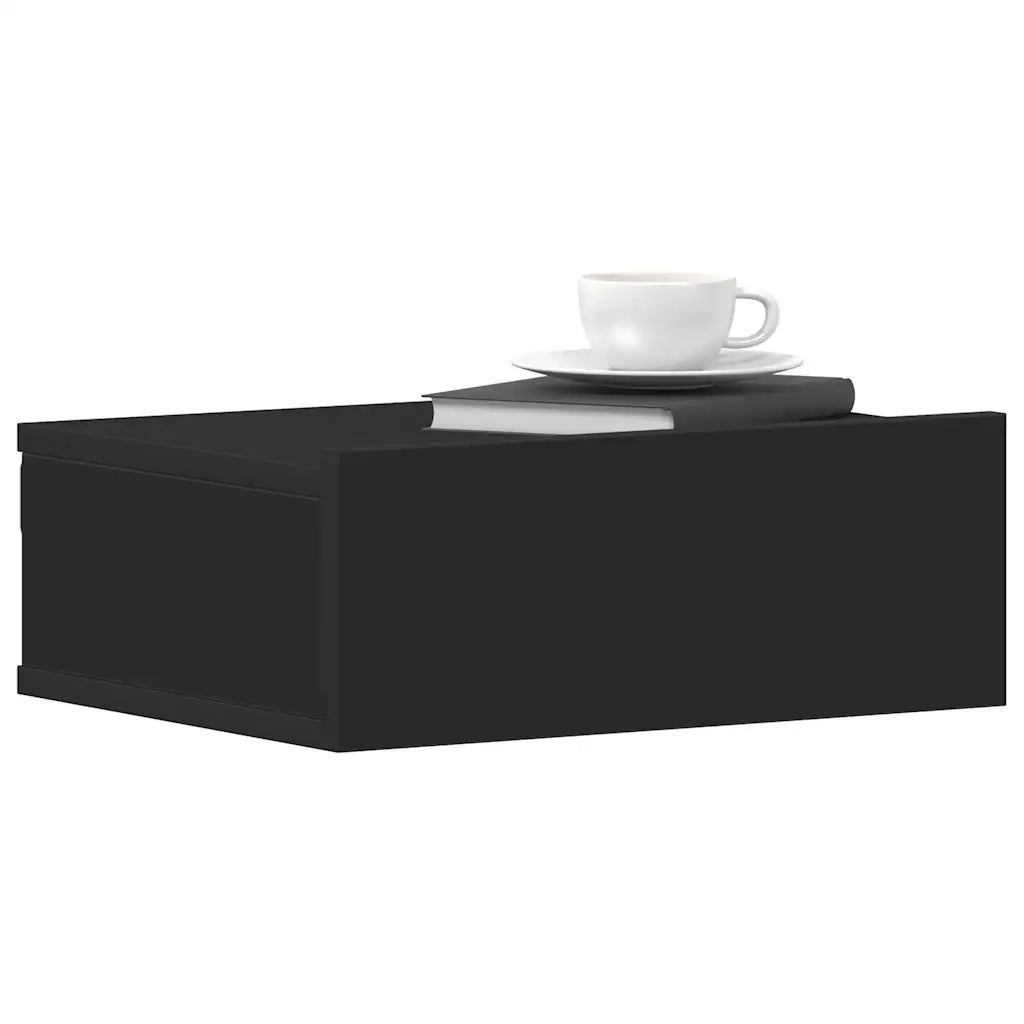 Comodino Pensile Nero 40x30x15 cm in Legno Multistrato 800308