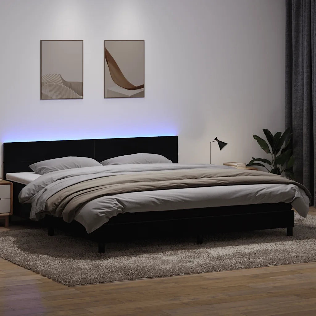 Letto a Molle con Materasso e LED Nero 200x220 cm in Velluto 3316949