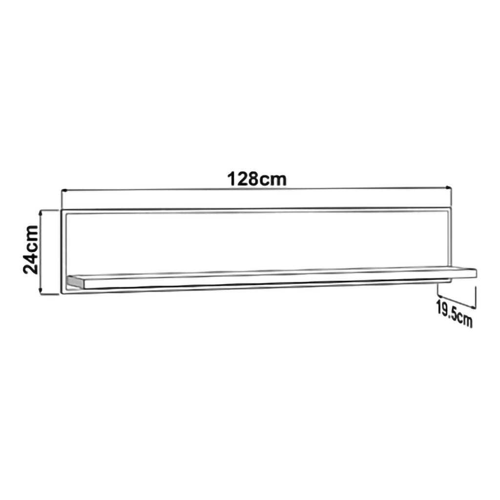 Livo, Mensola un Ripiano, 128x20x24h cm Bianco Lucido