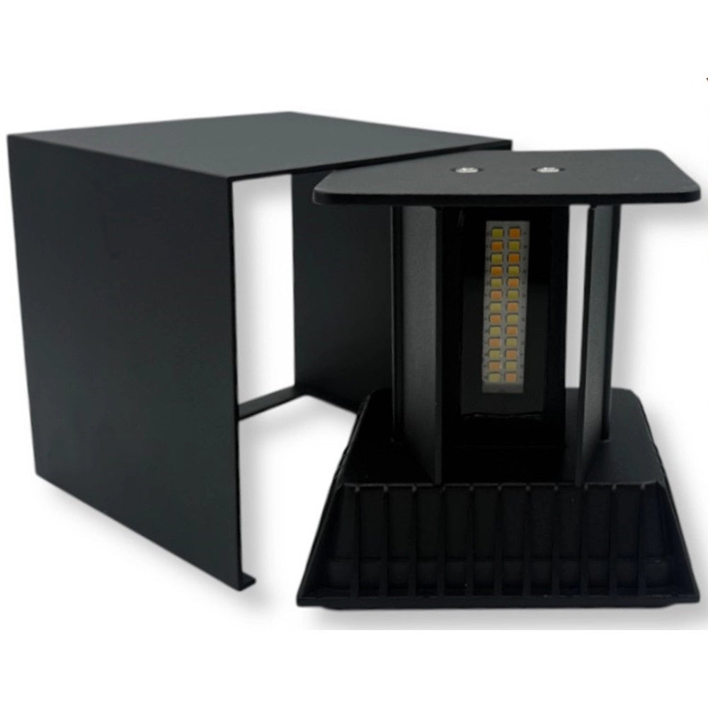 Trade Shop - Lampada Applique Led Muro 22w Doppia Emissione Cct 3in1 Luce Selezionabile Esterno Es66-3c - Nero
