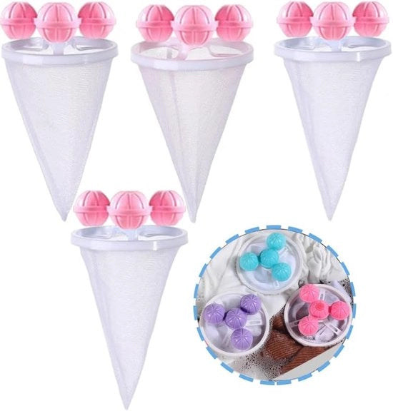 Set di 4 sacchetti filtro per lavatrice, raccoglitore pelo, filtro pelo, raccoglitore pelo per cani, raccoglitore pelo per gatti, filtro pelo per lavatrice, raccoglitore pelo lavabile