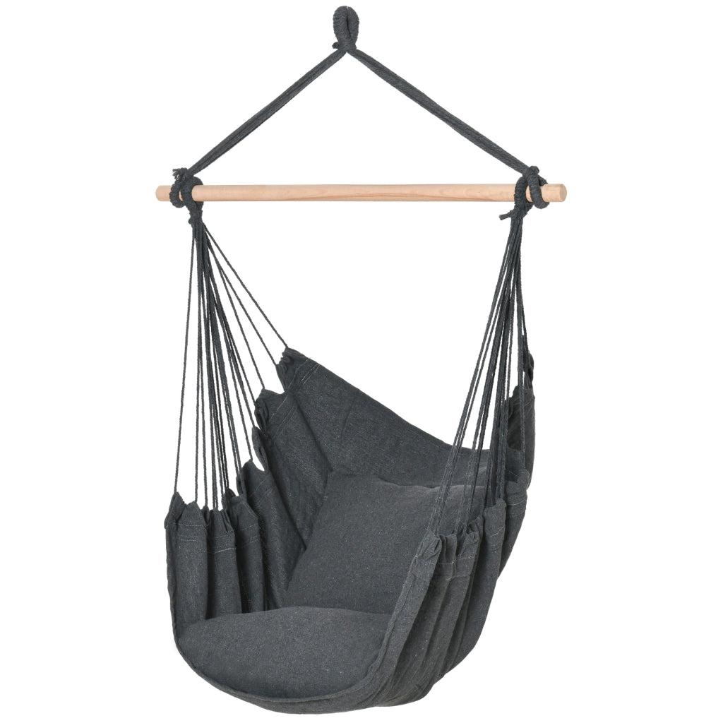 Poltrona sospesa da giardino con cuscini ¨C zephmum ¨C tessuto grigio scuro 100x80x120 cm