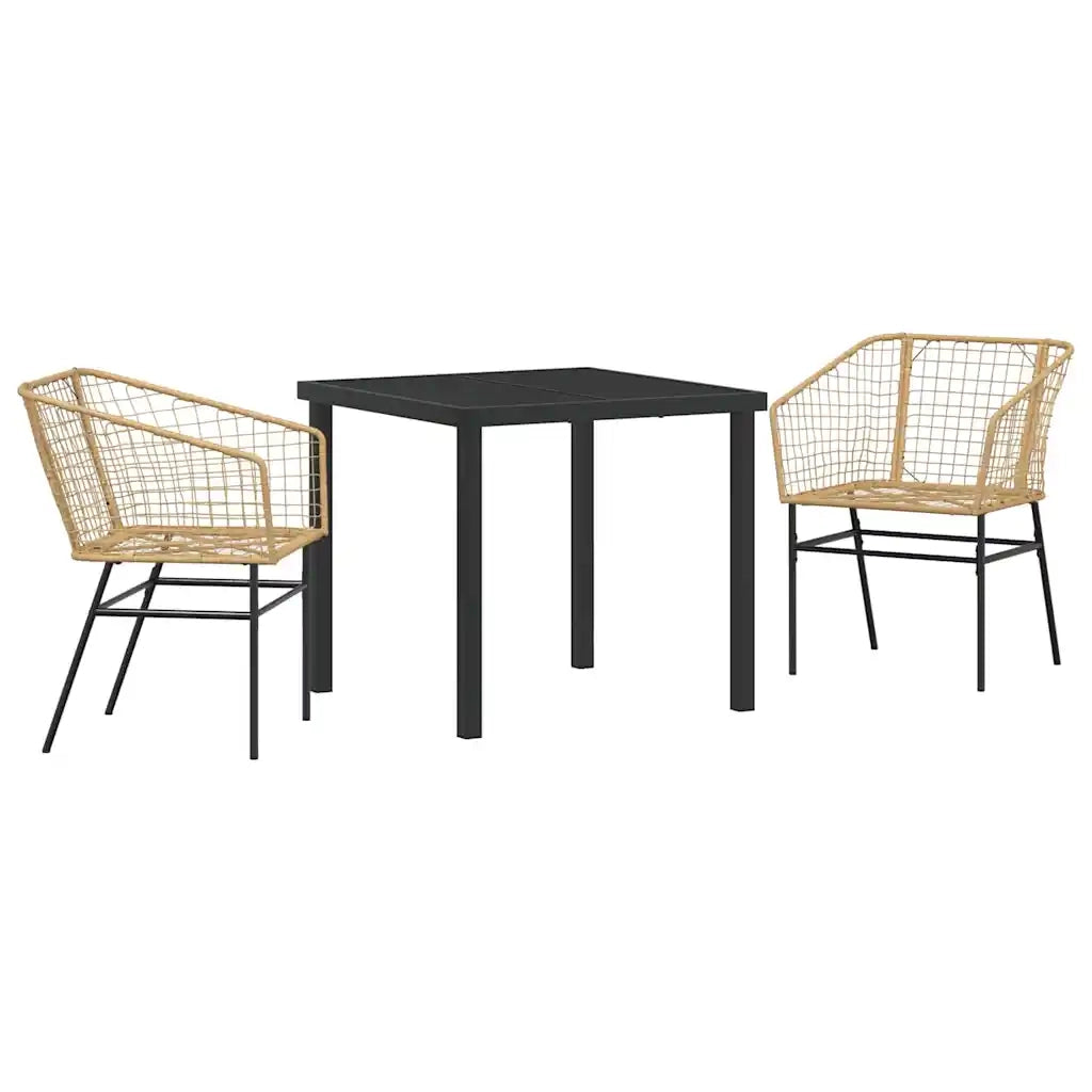 Set da Pranzo per Giardino 3 pcs Marrone polyrattan 3380897