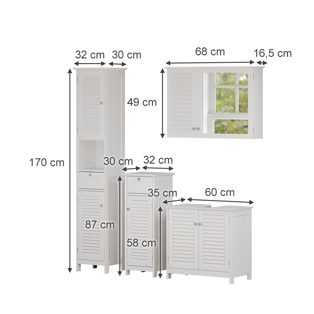 Vicco Set di mobili da bagno Bianco 4 pezzi, opzione 3