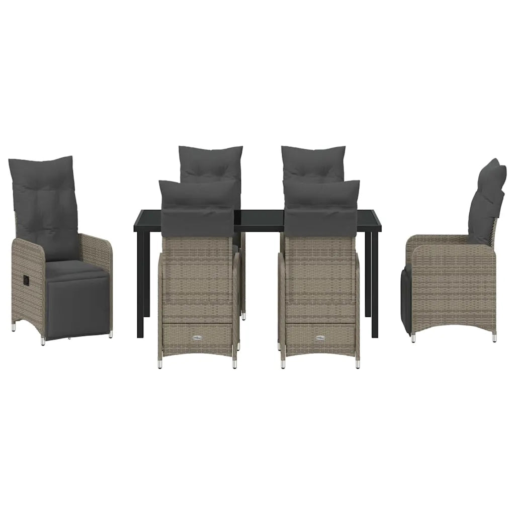 Set da Pranzo per Giardino con cuscino 7 pcs Beige polyrattan 3379685