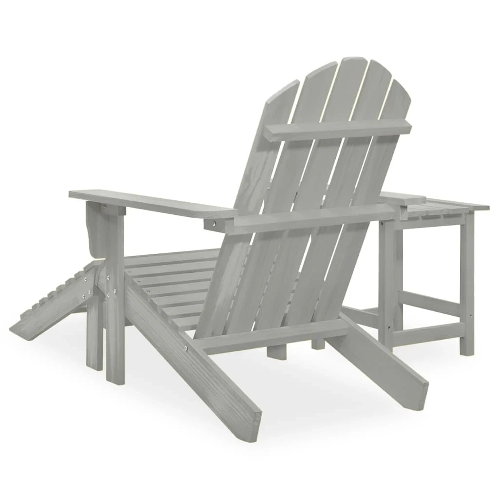 Sedia da giardino Adirondack con pouf e tavolo in abete grigio 02_0013326