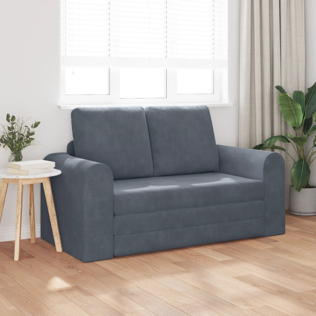 Divano Letto Aperto 2 in 1 Grigio Scuro 148x71x83 cm Velluto