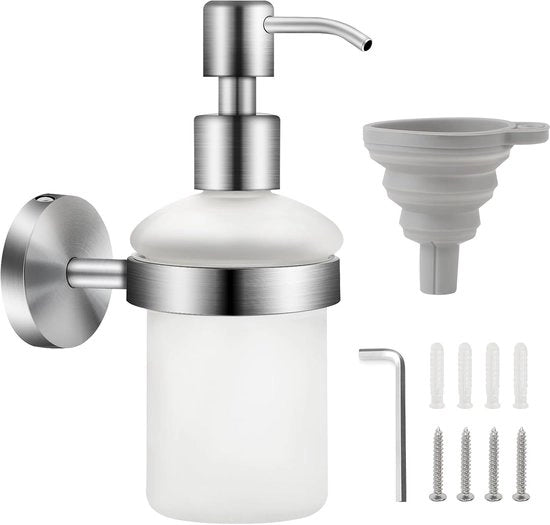Dispensatore di sapone - fissaggio a mano - 200 ml - vetro - lucidato a mano