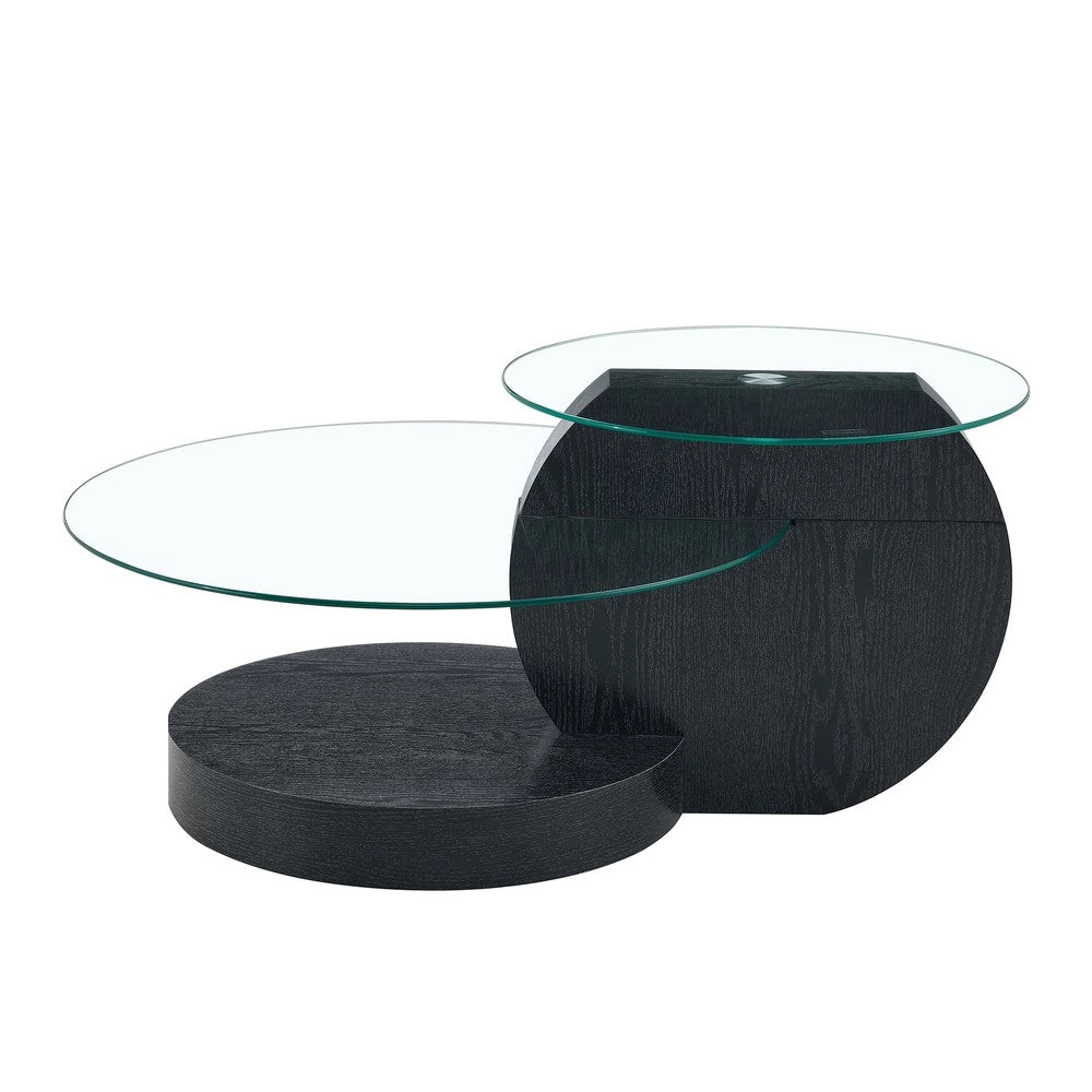 Tavolino da Caff¨¨ Multistrato ¨C MINIMAL ¨C Piano in Vetro Temperato, MDF, Design Moderno, Nero