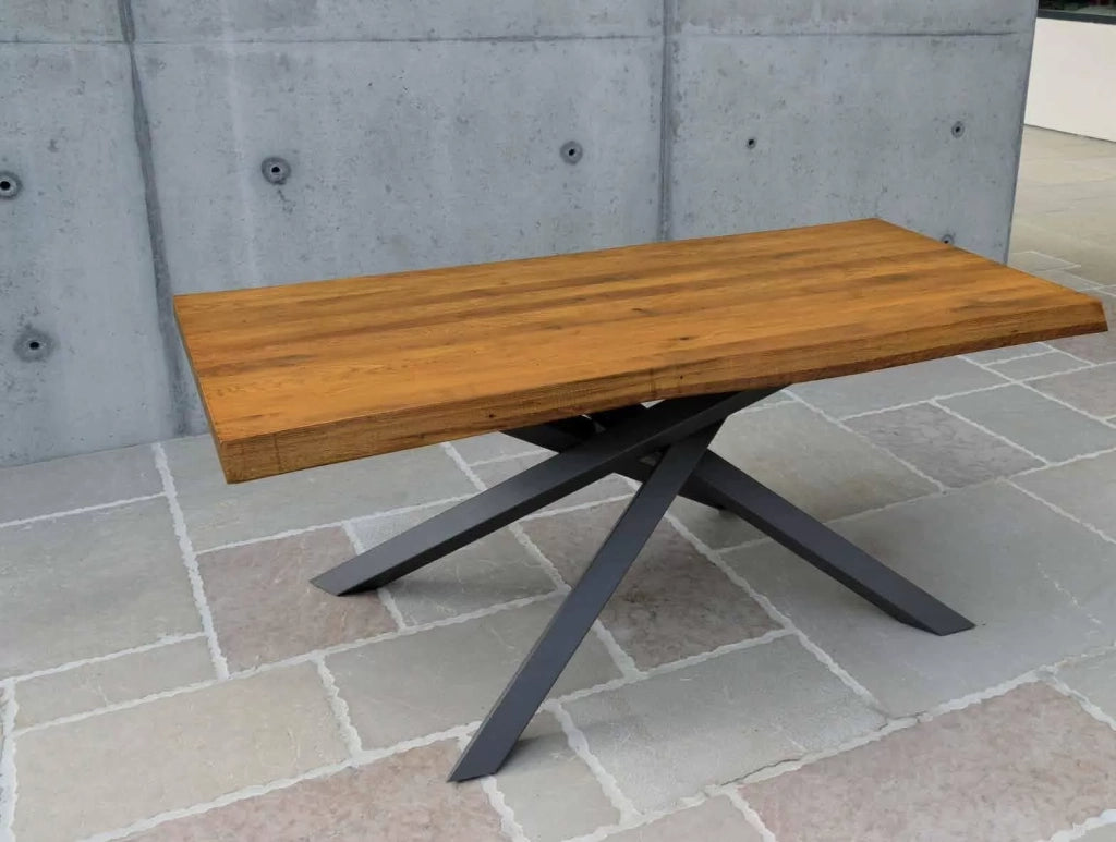 Tavolo big table fisso in rovere massello nodato spessore 6 cm. misura l.250 p.100 h.76 (1648) - Mobili 2G