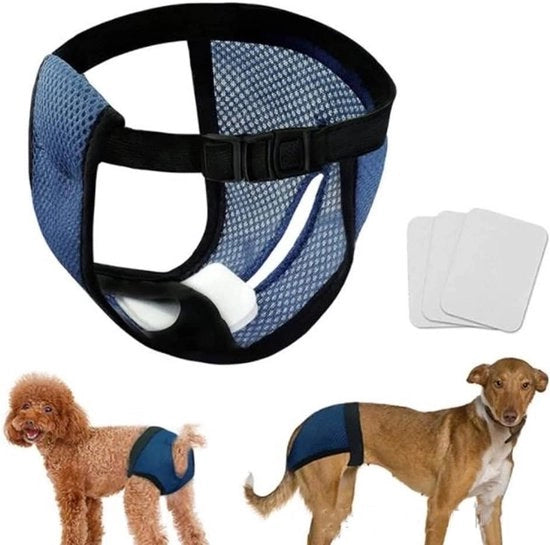 Abbigliamento per Cani Femmine - Sanitario - Lavabile - Igienico - Blu - Taglia S