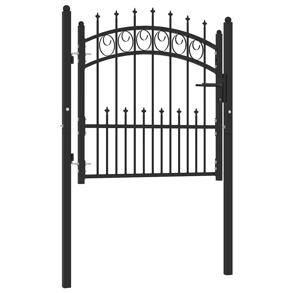 Cancello per Recinzione con Punte in Acciaio 100x100 cm Nero cod mxl 42396