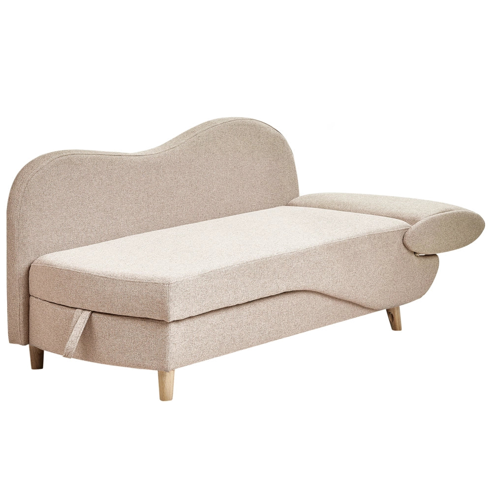 Chaise longue a destra in tessuto marrone chiaro con contenitore per il soggiorno moderno