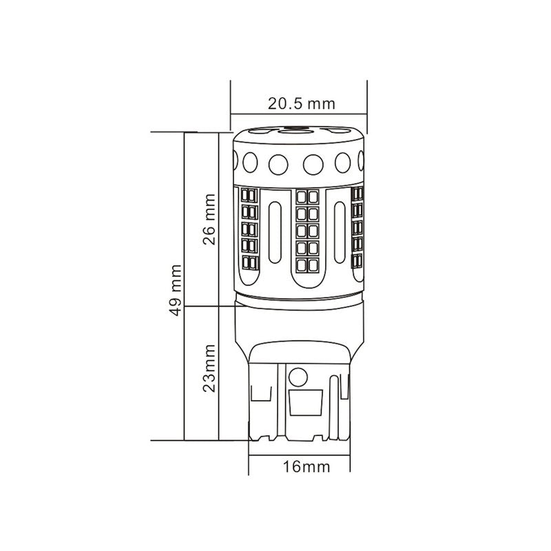 Lampada Led 7440 T20 W21W 100% Canbus 12V 21W Effettiva Bianco 6000K Con Ventola In Testa